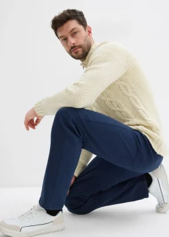 Pantalon extensible regular à doublure chaude en flanelle, droit