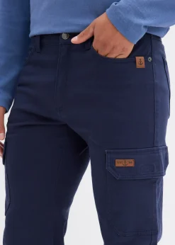 Pantalon extensible slim et droit, poches cargo