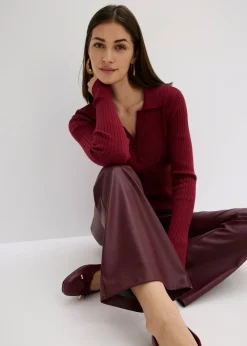 Pantalon flare enduit