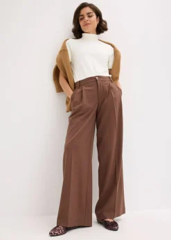 Pantalon fluide à pinces en viscose mélangée