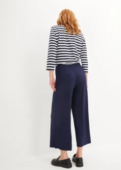 Pantalon fluide en jersey viscose, longueur 7/8