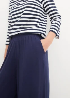 Pantalon fluide en jersey viscose, longueur 7/8