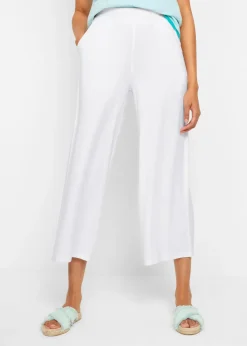 Pantalon fluide en jersey viscose, longueur 7/8