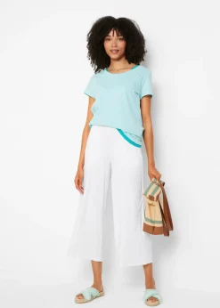 Pantalon fluide en jersey viscose, longueur 7/8