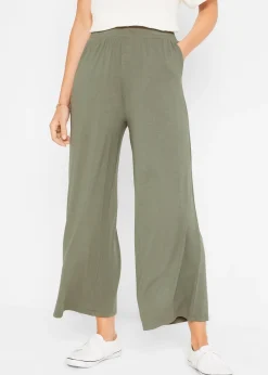 Pantalon fluide en jersey viscose, longueur 7/8