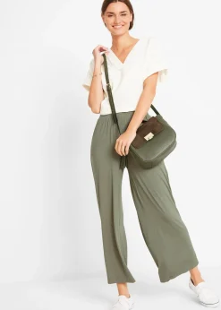 Pantalon fluide en jersey viscose, longueur 7/8