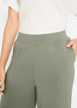 Pantalon fluide en jersey viscose, longueur 7/8