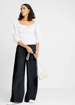 Pantalon fluide en viscose légèrement brillante