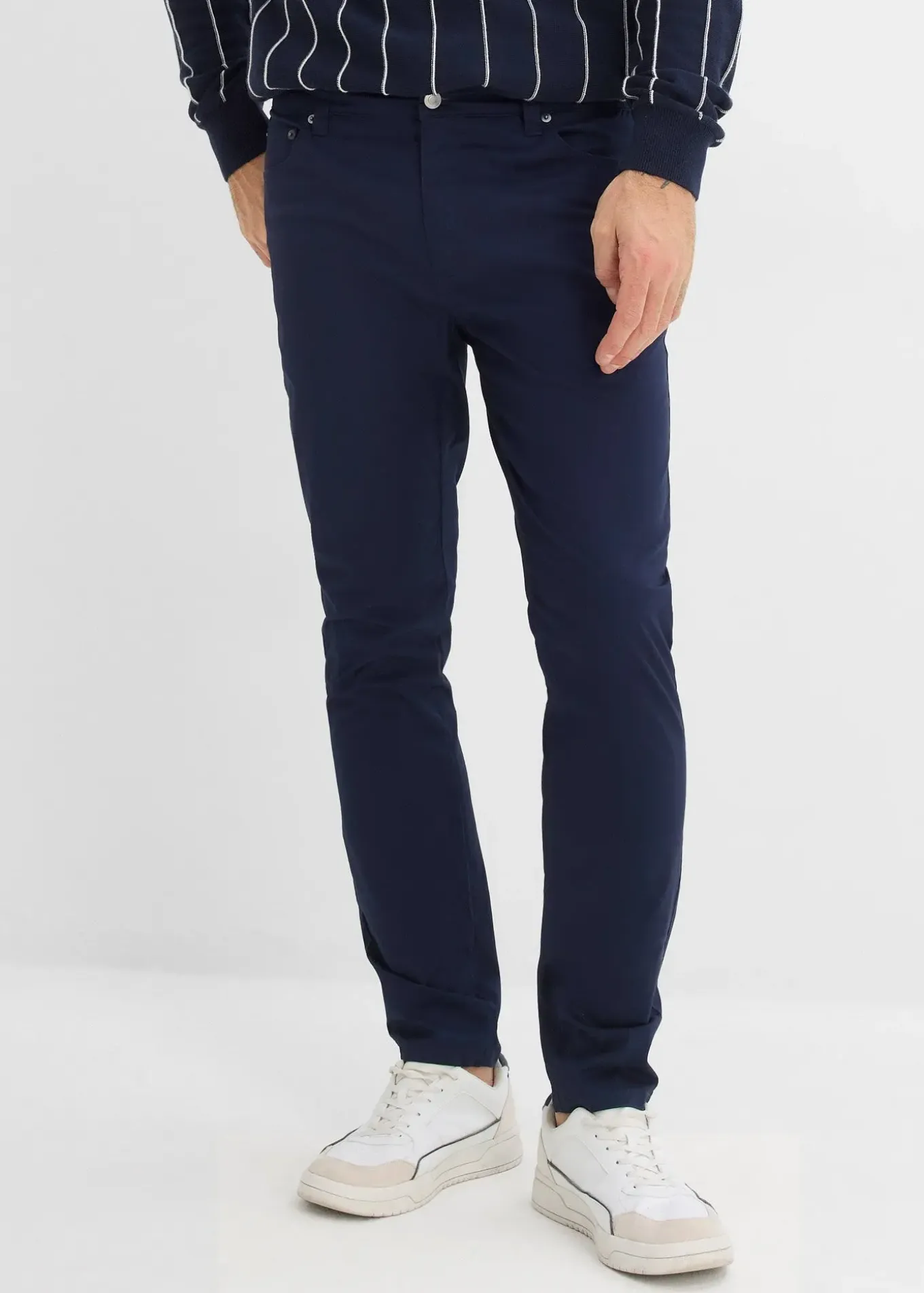 Pantalon fuselé extensible à taille élastiquée, regular