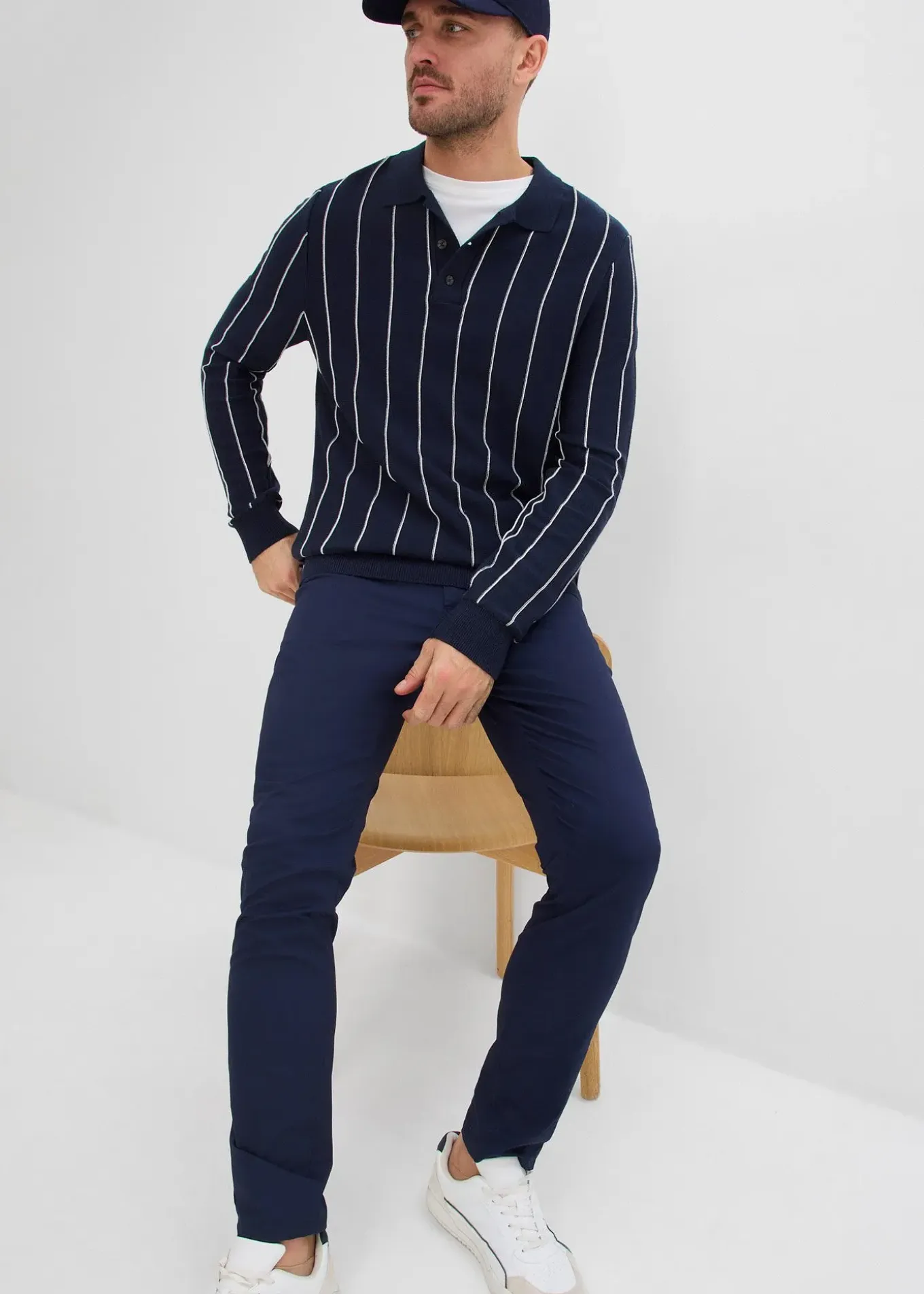 Pantalon fuselé extensible à taille élastiquée, regular