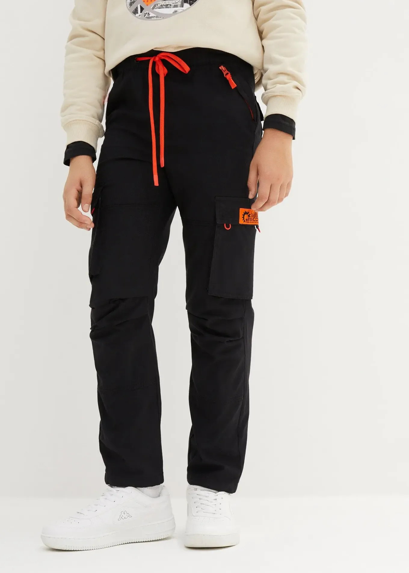 Pantalon garçon à taille élastiquée et poches cargo, Regular Fit