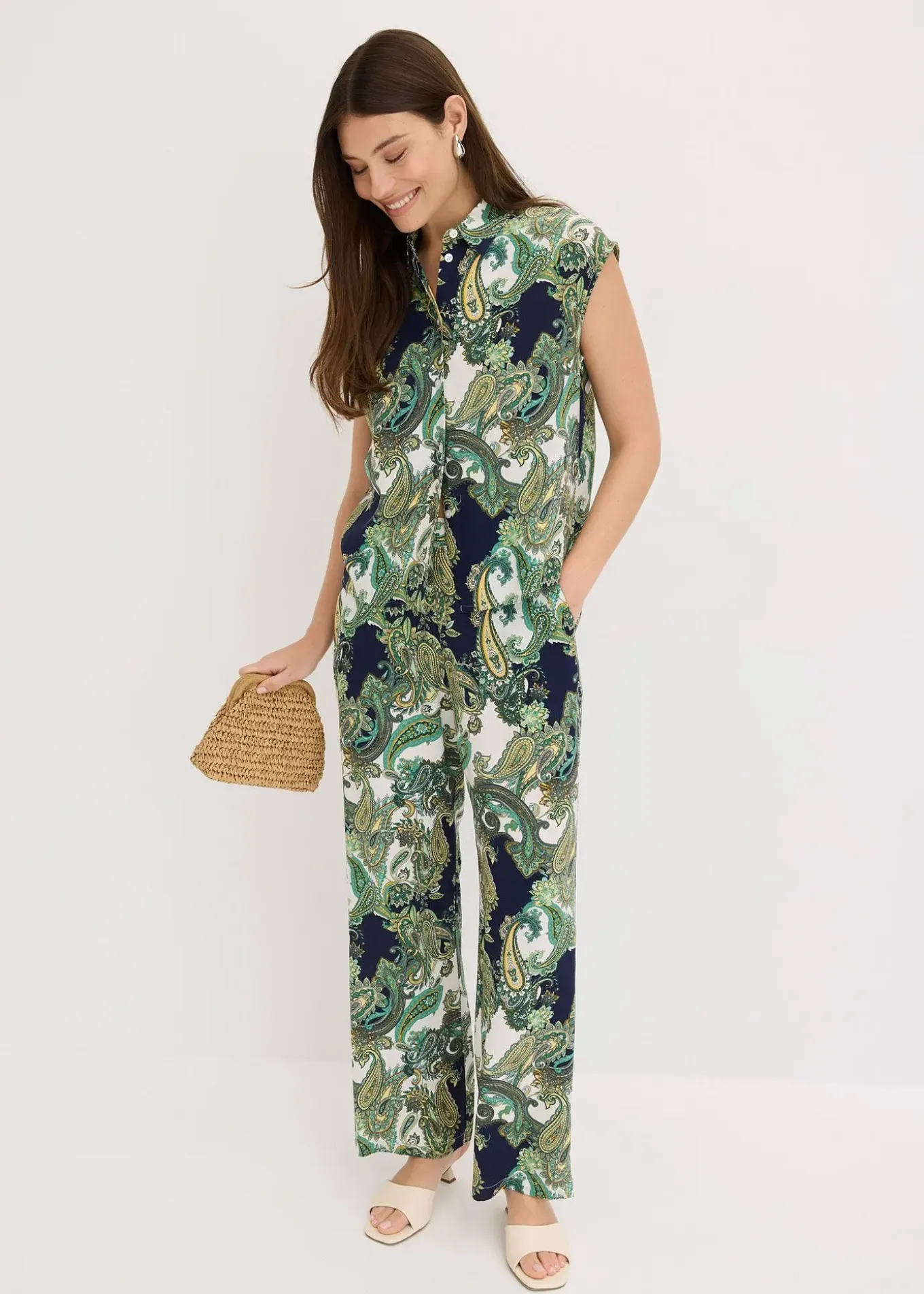 Pantalon imprimé en viscose fluide