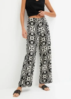 Pantalon imprimé, taille élastiquée