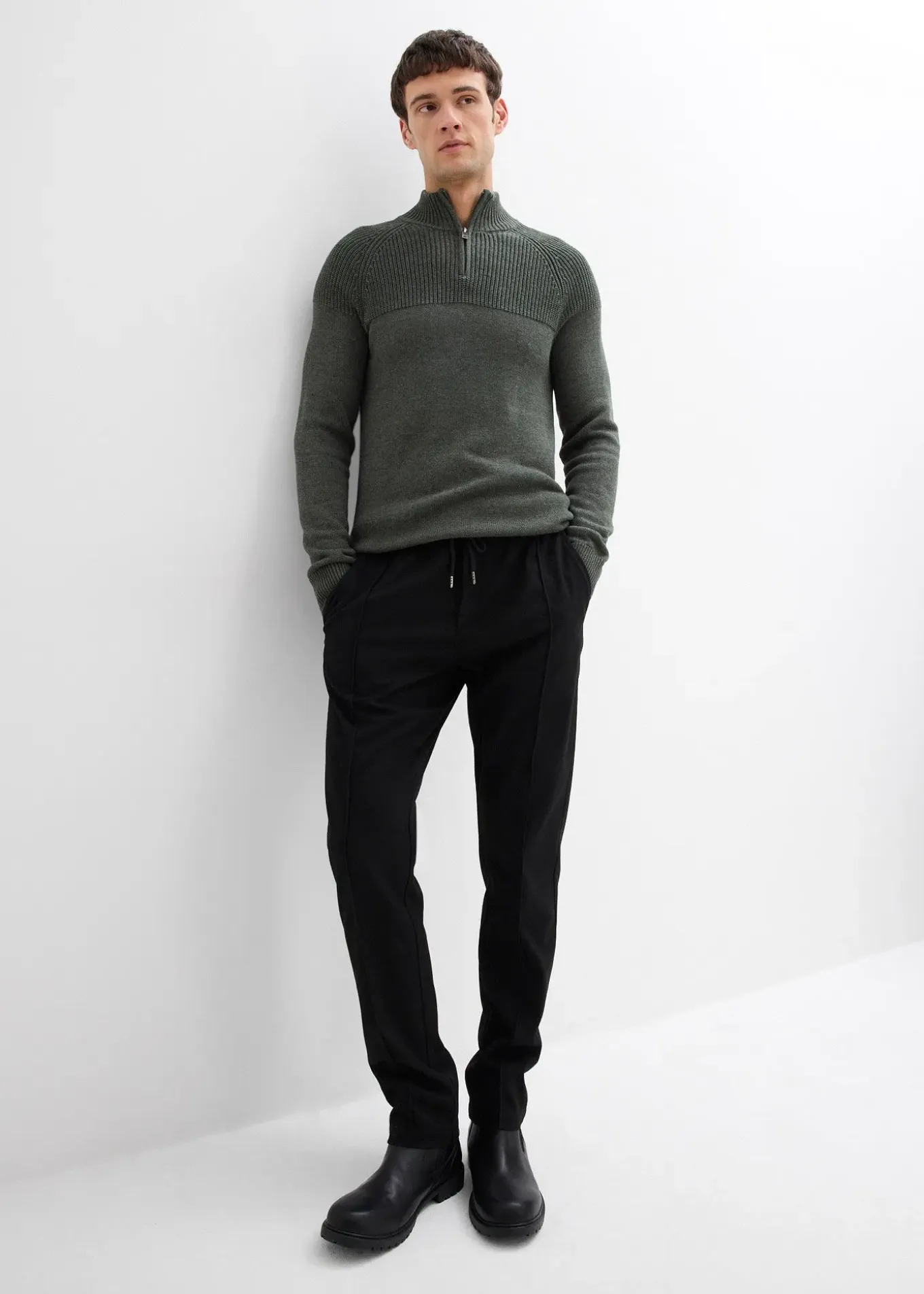 Pantalon jogger aspect laine, regular