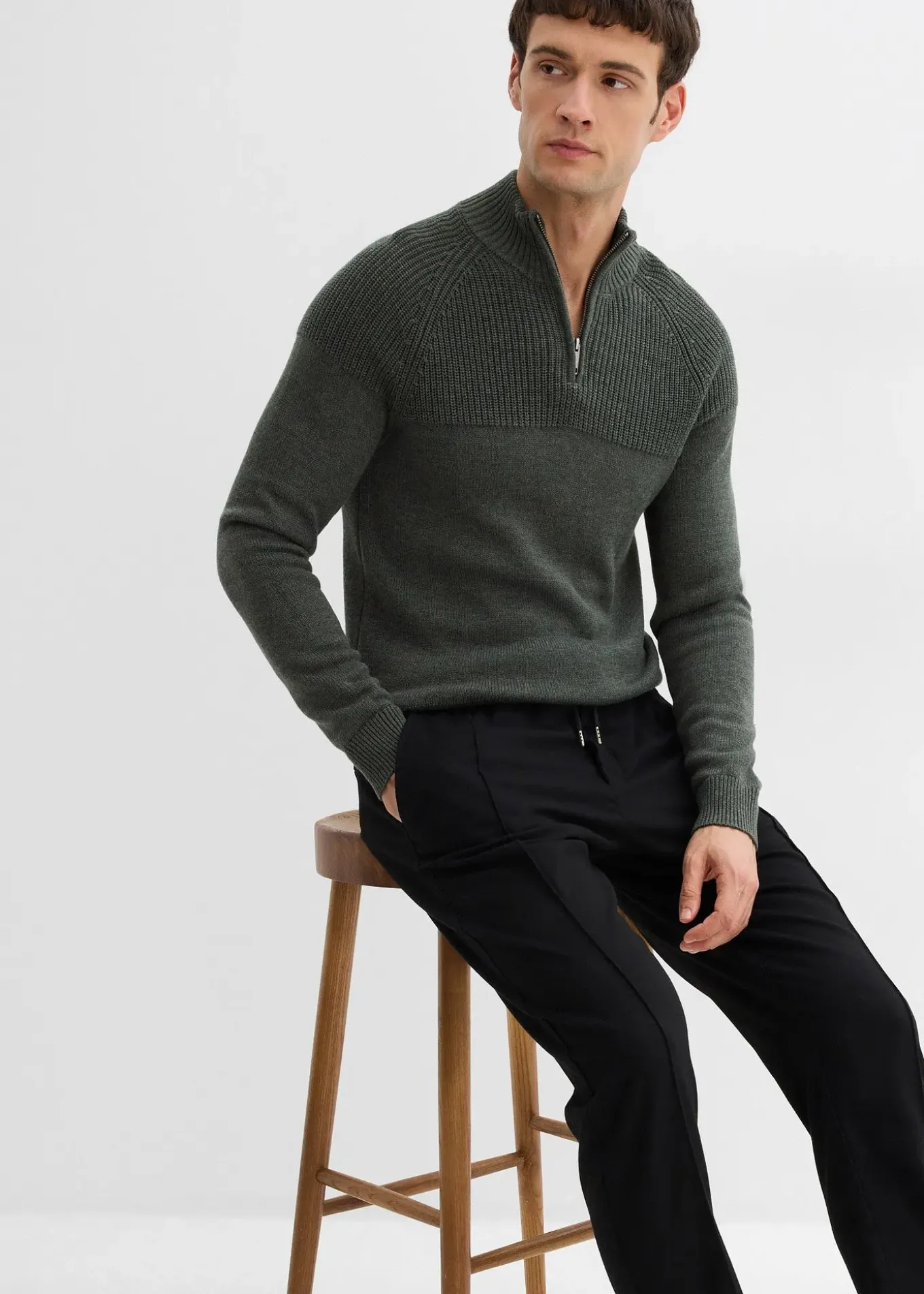 Pantalon jogger aspect laine, regular