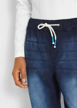 Pantalon jogger droit effet denim, Regular