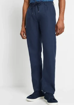 Pantalon jogger droit en lin mélangé, loose