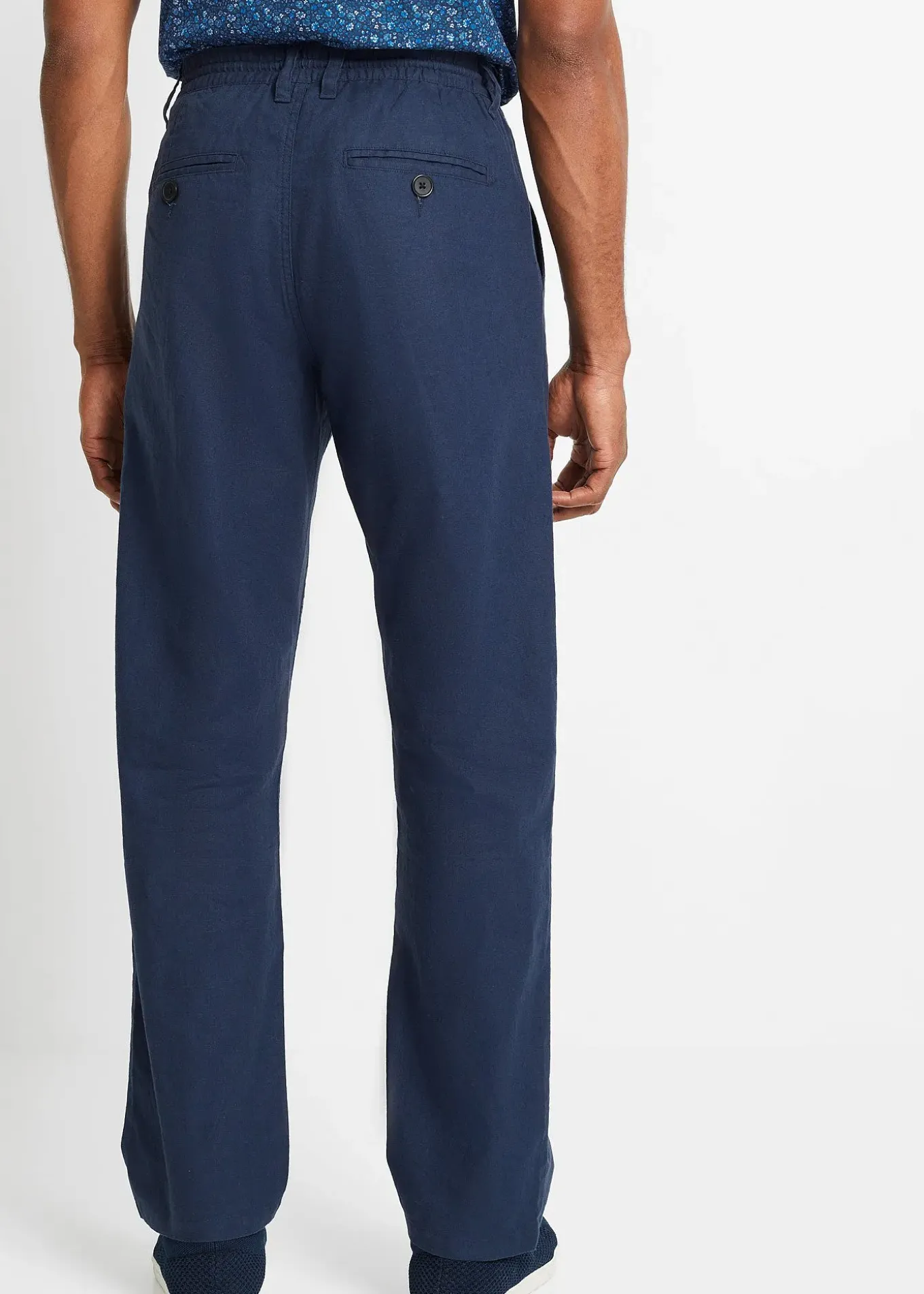 Pantalon jogger droit en lin mélangé, loose