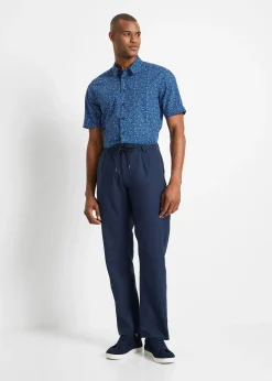 Pantalon jogger droit en lin mélangé, loose