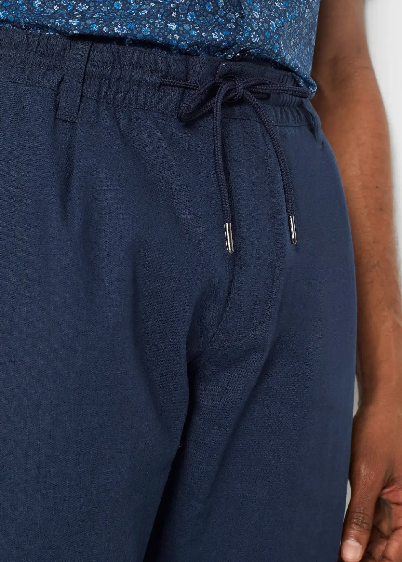 Pantalon jogger droit en lin mélangé, loose