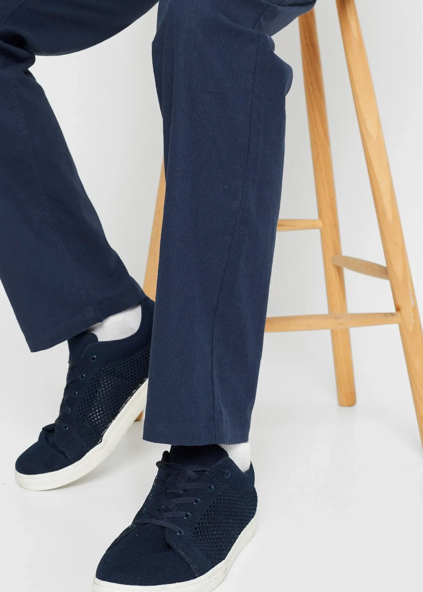 Pantalon jogger droit en lin mélangé, loose