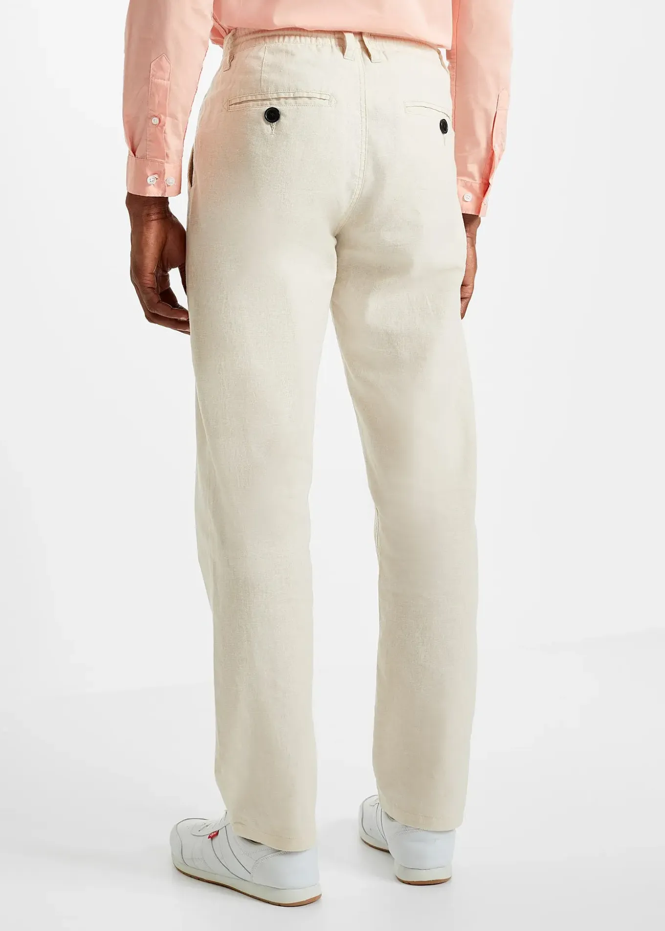 Pantalon jogger droit en lin mélangé, loose