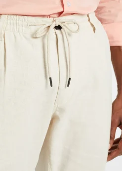 Pantalon jogger droit en lin mélangé, loose