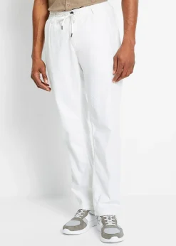 Pantalon jogger droit en lin mélangé, loose