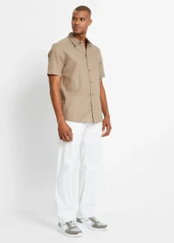 Pantalon jogger droit en lin mélangé, loose