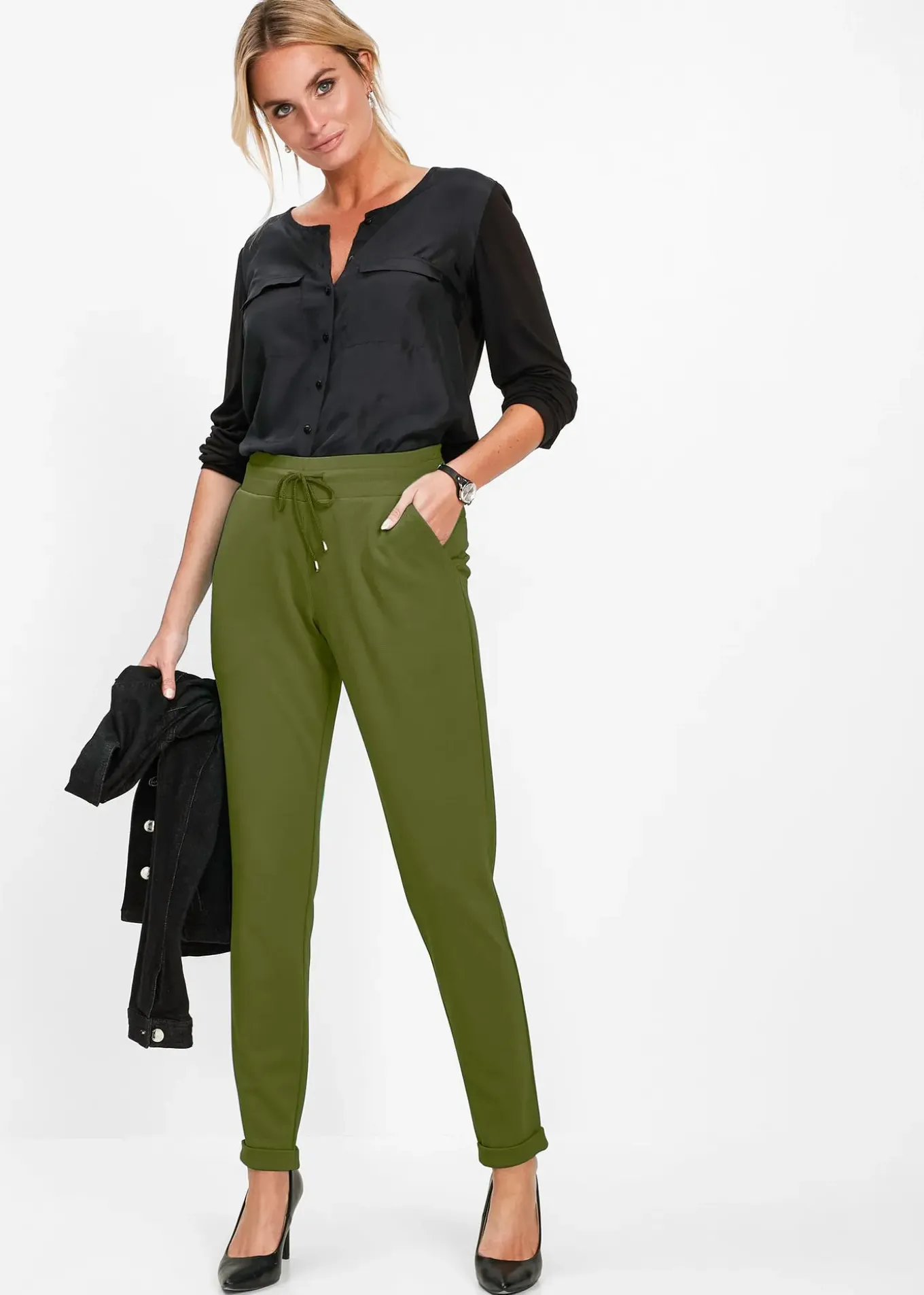 Pantalon jogger en viscose mélangée