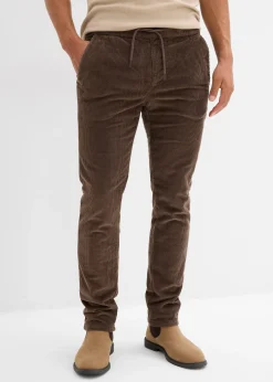 Pantalon jogger regular en velours côtelé, doublure chaude en flanelle, droit