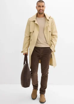 Pantalon jogger regular en velours côtelé, doublure chaude en flanelle, droit