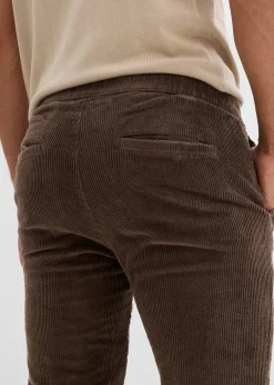 Pantalon jogger regular en velours côtelé, doublure chaude en flanelle, droit