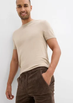 Pantalon jogger regular en velours côtelé, doublure chaude en flanelle, droit