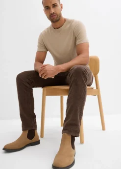 Pantalon jogger regular en velours côtelé, doublure chaude en flanelle, droit