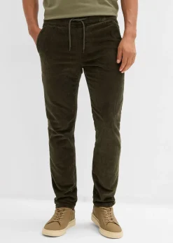 Pantalon jogger regular en velours côtelé, doublure chaude en flanelle, droit