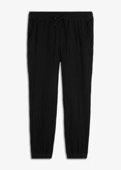 Pantalon jogger regular en gaze de coton, fuselé
