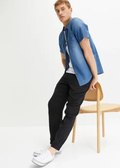 Pantalon jogger regular en gaze de coton, fuselé