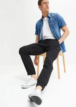 Pantalon jogger regular en gaze de coton, fuselé