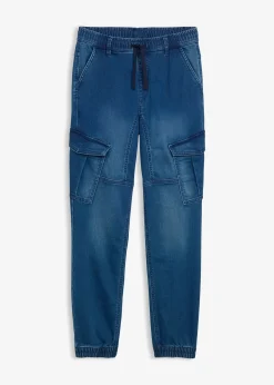 Pantalon jogger regular en sweat effet denim, droit