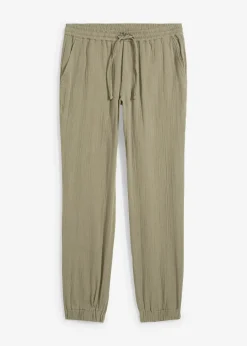 Pantalon jogger regular en gaze de coton, fuselé