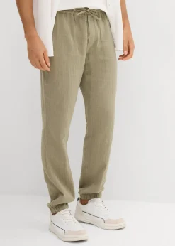 Pantalon jogger regular en gaze de coton, fuselé