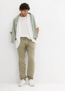 Pantalon jogger regular en gaze de coton, fuselé