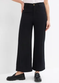 Pantalon large 100% coton, taille haute