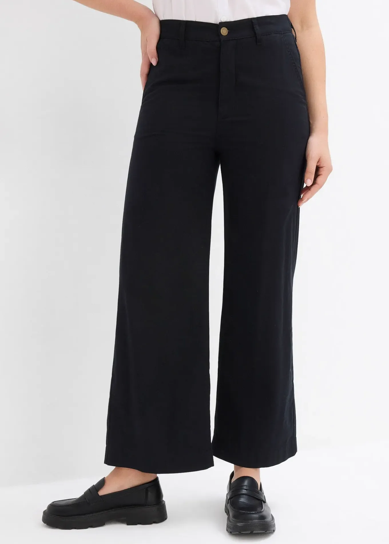 Pantalon large 100% coton, taille haute