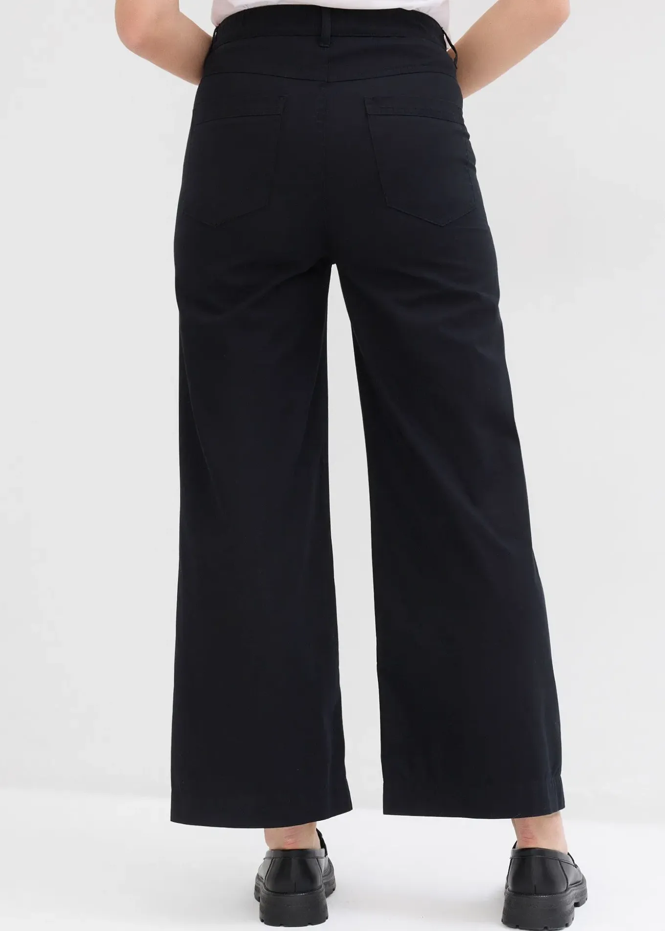 Pantalon large 100% coton, taille haute