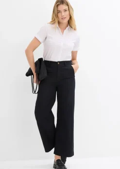 Pantalon large 100% coton, taille haute