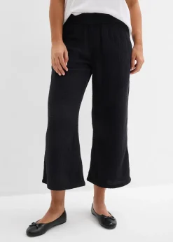 Pantalon large à pinces en gaze de coton
