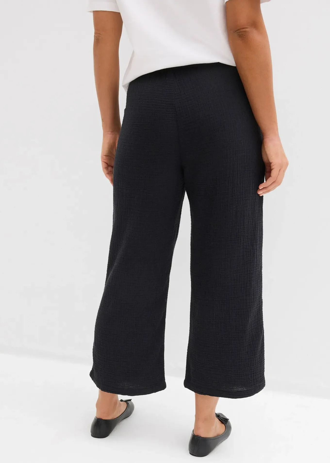 Pantalon large à pinces en gaze de coton