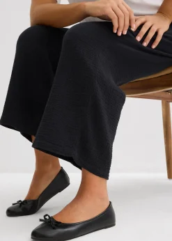 Pantalon large à pinces en gaze de coton